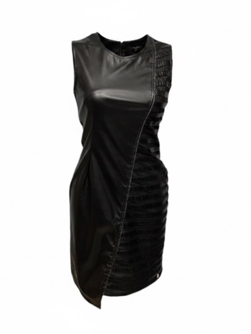 Rinascimento Size M/L Black Abito Intero Sleeveless Crewneck Faux Leathe…